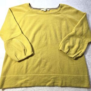 Boden Womens  100% Cashmere Sweater Mustard Yellow Pullover Cozy SZ 12